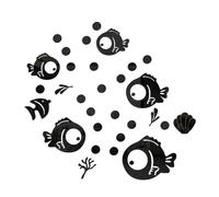JOZMMZEOOA 30 Pièces Stickers Muraux,Poissons et Bulles Autocollant Mural Acrylique Imperméable Autocollants Décoratifs 3D Miroir Decoration Murale,pour Salles de Bains Chambres à Coucher (Noir)