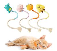 JOZMMZEOOA 4 Pièces Jouet Herbe Chat,4 Couleurs Interactif Jouet Herbe a Chat Jeux pour Chats Jeu pour Chats Seul a la Maison,Prendre Soin de la Santé Bucco de Votre Chet