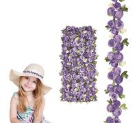 JOZMMZEOOA 5 Yards/4.57 Mètres Fleurs Dentelle,Fleurs Galon Couture Dentelle Autocollante Ruban Vintage Bande de Dentelle,pour Bricolage Couture Artisanat Fête de Mariage Décor Maison (Violet)
