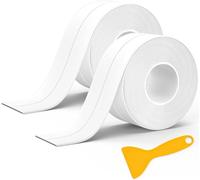 JOZMMZEOOA 5M Plinthe Souple Autoadhésive,Blanc PVC Joint Douche Plinthe Bande Etancheite Salle de Bain Ruban Adhésif Joint Autocollant,Adapté à la Cuisine les Toilettes Anti-Moisissure Calfeutrage