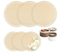 JOZMMZEOOA 6 Pièces Fond de Sac à Crocheter,15/20 CM Fond Panier Rond Crochet Fod Panier Bois Naturel Base Sac,pour Bricolage Main Fournitures Tricot