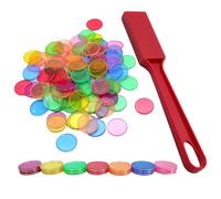 JOZMMZEOOA Baguette magnétique de bingo - Table lumineuse pour enfants - Rouge - Avec 100 jetons de bingo et 1 stylo de bingo - Puces en plastique de 17 mm - Pour la pratique des mathématiques
