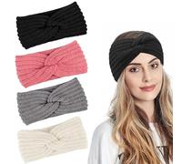 JOZMMZEOOA Bandeau Hiver Femme 4 Pièces Bandeau Oreille Femme 40CM élastique Tricoté Oreille Réchauffeur pour La chaleur Hivernale, Attacher Les Cheveux au Quotidien