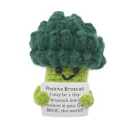 JOZMMZEOOA Brocoli Positive,Peluche Personnalisée Mini Motivantes Tricotée Brocolis Kreative Patate Crochet Positive Poupée,avec Petite Carte,Cadeau Retablissement,Cadeau Femme Anniversaire(Brocoli)