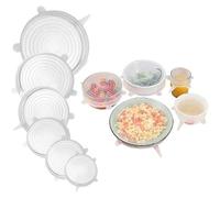 JOZMMZEOOA Couvercle Silicone Alimentaire,7 Pièces 8.5 CM Rond Extensible Couvercle Silicone Transparents Couvercles Silicone Couvercles Réutilisables,pour S'Adapter Plupart Récipients