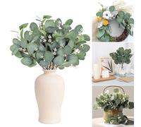 JOZMMZEOOA Eucalyptus Artificiel 18 Pièces Eucalyptus Fleurs Séchées Feuillage Artificiel D'Eucalyptus Artificielles Branche Decorative Bois,pour Maison et Table Noël Décoration(B)