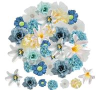 JOZMMZEOOA Fleurs Artificielles Deco 40 Pièces Simulation Artificielle Fausse Fleur Différentes Couleurs Deco Maison Wedding Bouquet Fleurs Décoratives,pour DIY Bouquet De Mariage (Bleu-Gris)