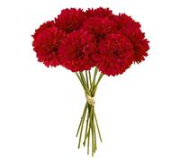 JOZMMZEOOA Hortensia Artificielle 12 Pièces Artificielles Hortensia 28Cm Fleurs Artificielles Déco Fausse Fleur Decoration Plantes Faux Soie Bouquet de Simulation,pour Mariage Maison Hôtel (Rouge)