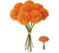 JOZMMZEOOA Hortensia Artificielle 12 Pièces Artificielles Hortensia 28Cm Fleurs Artificielles Déco Fausse Fleur Decoration Plantes Faux Soie Bouquet de Simulation,pour Mariage Maison Hôtel (Orange)
