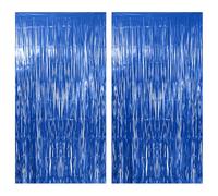 JOZMMZEOOA Metallique Rideaux Franges 2 Pièces Paillette Anniversaire Déco Franges Rideau 1M*2M Métallique de Frange Brillant,pour Toile de Fond Anniversaire Décoration Mariage Les Fêtes (Bleu)