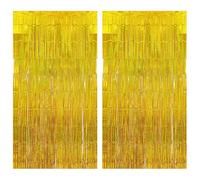 JOZMMZEOOA Metallique Rideaux Franges 2 Pièces Paillette Anniversaire Déco Franges Rideau 1M*2M Métallique de Frange Brillant,pour Toile de Fond Anniversaire Décoration Mariage Les Fêtes(Or)