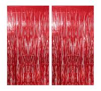 JOZMMZEOOA Metallique Rideaux Franges 2 Pièces Paillette Anniversaire Déco Franges Rideau 1M X 2M Métallique de Frange Brillant,pour Toile de Fond Anniversaire Décoration Mariage Les Fêtes(Rouget)