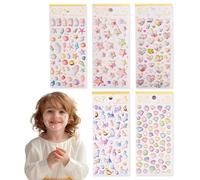 JOZMMZEOOA Paillettes Strass Autocollant,5 Pièces 3D Stickers Paillettes Autocollant Enfant Gommettes Autocollantes Strass Auto Adhésif Motifs Diamant Coeur Coquille,pour Décoration Artisanale DIY