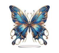 JOZMMZEOOA Papillon Diamond Painting Adulte,Ornement de Bureau Acrylique Diamant Painting 5D Dabble Diamond Art Kit Diamant Peinture Décorations de Table Papillon,Cadeau pour Adultes et Enfants,Bleu