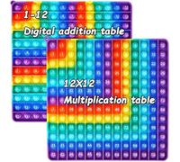 JOZMMZEOOA Pop It,24*24cm Push Bubbles Jouet Popit 2 in 1 Fidget Toys Table de Multiplication Poppers Silicone Anti Stress Enfant Jouets,Educatifs Maths Jouets Éducatifs Multiplication D'Addition