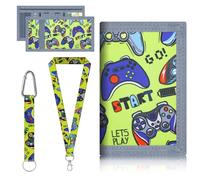 JOZMMZEOOA Portefeuille pour Enfant,Pliable Porte Monnaie Enfant Porte-Carte Homme avec 2 Cordons Trifold avec Fermeture Éclair Portefeuille,pour Les Cadeaux d'anniversaire d'enfants (Vert)