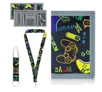 JOZMMZEOOA Portefeuille pour Enfant,Pliable Porte Monnaie Enfant Porte-Carte Homme avec 2 Cordons Trifold avec Fermeture Éclair Portefeuille,pour Les Cadeaux d'anniversaire d'enfants(Noir)