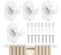 JOZMMZEOOA Support Tringle Rideaux,4 Pièces Supports de Tringle à Rideau Blanc Crochet Accroche Rideaux Auto-Adhésifs Accroche ABS Barre Rideau sans Percage,pour Maison Salle Bain Armoire(Blanc)