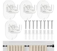 JOZMMZEOOA Support Tringle Rideaux,4 Pièces Supports de Tringle à Rideau Crochet Accroche Rideaux Auto-Adhésifs Accroche ABS Barre Rideau sans Percage,pour Maison Salle Bain Armoire(Transparent)