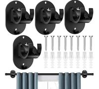 JOZMMZEOOA Support Tringle Rideaux 4 Pièces Supports de Tringle à Rideau Noir Crochet Accroche Rideaux Auto-Adhésifs Accroche ABS Barre Rideau sans Percage,pour Maison Salle Bain Armoire(Noir)