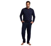 JP 1880 Bauch-Schlafanzug, Zweiteiler, Longsleeve, elastischer Saum, Lange Hose, BIS 8 XL Ensemble de Pijama, Bleu Nuit, 5XL Homme