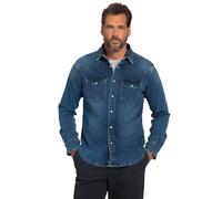 JP 1880 Chemise en Jean, Flexnamic, Denim, Manches Longues, col Kent, Coupe Basique Moderne, Look Western, Medium Stone, 8XL Homme