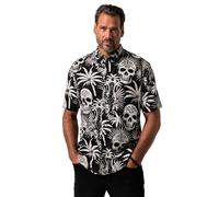 JP 1880 Chemise en Jersey, Manches Courtes et col à Pointes boutonnées, Motif tête de Mort, Coupe Modern Fit - Jusqu'au 8 XL Noir 8XL 840128100-8XL