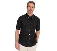 JP 1880, Chemise en Lin à Manches Courtes pour Homme, col boutonné, Coupe Moderne, Noir, XXXXXL