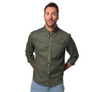 JP 1880 Hommes Grandes Tailles Chemise en Lin mélangé. Manches Longues et col à Pointes boutonnées - Coupe Modern Fit Gris Vert 7XL 782629432-7XL