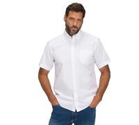 JP 1880 Chemise à Manches Courtes en Seersucker-Col boutonné-Coupe Moderne-Rayures T-Shirt, Blanc Neige, XXXXL Homme
