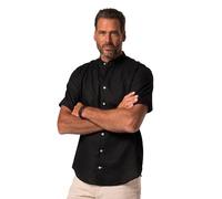 JP 1880 Hemd, Halbarm, Leinenmix, Stehkragen, Modern Fit Chemise, Noir, 5XL Hommes