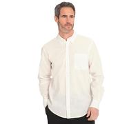 JP 1880 Hemd, Langarm, Leinenmix, Buttondown-Kragen, Modern Fit Chemise 1/1, Blanc Neige, 7XL Hommes
