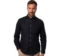 JP 1880 Hemd, Langarm, Leinenmix, Buttondown-Kragen, Modern Fit Chemise, Bleu Marine foncé, 4XL Hommes