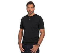 JP 1880 Henley, Bauchfit, Halbarm, Rundhals Tee Shirts, Schwarz, L Homme
