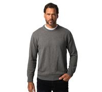 JP 1880 Homme Grandes tailles Pull col rond, fine maille, pur coton gris chiné L 708261 12-L