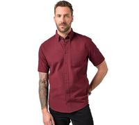 JP 1880 Hommes Chemise en Seersucker à Rayures. Manches Courtes et col à Pointes boutonnées - Coupe Modern Fit Bordeaux foncé 8XL 802163356-8XL