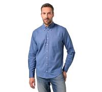 JP 1880 Hommes Grandes Tailles Chemise en Lin mélangé, Manches Longues et col à Pointes boutonnée, Coupe Modern Fit Bleu Atlantique 3XL 782629722-3XL