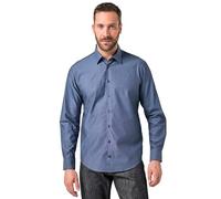 JP 1880 Hommes Grandes Tailles Chemise Motif à Pois, Manches Longues et col Kent, Collection Business, Coupe Modern Fit Bleu Jean XL 846038721-XL