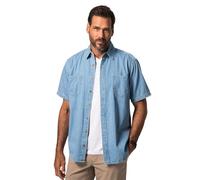 JP 1880 Hommes Grandes Tailles L-8XL Chemise en Jean, Coupe Modern Fit, Manches Courtes et col Kent Bleu Clair 8XL 822889901-8XL
