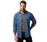 JP 1880 Hommes Grandes Tailles L-8XL Chemise en Jean, Manches Longues et col Kent. Coupe Modern Fit. Jusqu'au 8 XL. Bleu Jean 4XT 822885902-4XT
