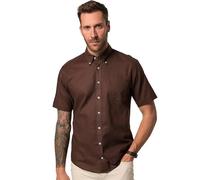 JP 1880 Hommes Grandes Tailles L-8XL Chemise en Lin mélangé. Manches Courtes et col à Pointes boutonnées. Coupe Modern Fit. Marron pin L 782692110-L