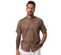 JP 1880 Hommes Grandes Tailles L-8XL Chemise en Lin mélangé, Manches Courtes et col Officier, Coupe Modern Fit Gris Brun 3XL 815225337-3XL