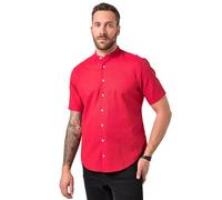 JP 1880 Hommes Grandes Tailles L-8XL Chemise en Lin mélangé, Manches Courtes et col Officier, Coupe Modern Fit Rouge 5XL 815225535-5XL