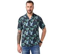 JP 1880 Hommes Grandes Tailles L-8XL Chemise imprimé à Fleurs, Manches Courtes et col cubain, Coupe Cuba Fit Bleu Marine 5XT 845953130-5XT
