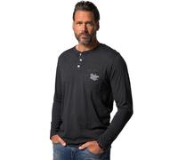 JP 1880 Hommes Grandes Tailles L-8XL Henley en Jersey flammé, Manches Longues et Patte de Boutonnage Noir 7XL 808460100-7XL