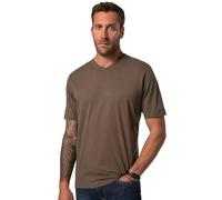 JP 1880 Hommes Grandes Tailles L-8XL Jusqu'au 8XL - T-Shirt Basic à col en V en Jersey Pur Coton, brunâtre 6XL 702415343-6XL