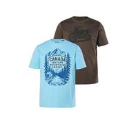 JP 1880 Hommes Grandes Tailles L-8XL Lot de 2 T-Shirts, Manches Courtes et imprimé Poitrine Noisette 4XL 845070110-4XL