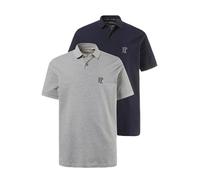 JP 1880 Hommes Grandes Tailles L-8XL Polo Manches Courtes en Coton, Lot de 2 Gris, Bleu Marine L 704317 70-L