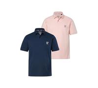 JP 1880 Hommes Grandes Tailles L-8XL Polos Collection Basic, Lot de 2 - Maille piquée et Coton peigné Rose Vif Perle 4XL 704317523-4XL