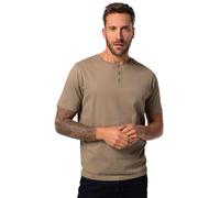 JP 1880 Hommes Grandes Tailles L-8XL T-Shirt Henley, Collection Basic. Manches Courtes et Patte de Boutonnage Gris Brun L 726695337-L